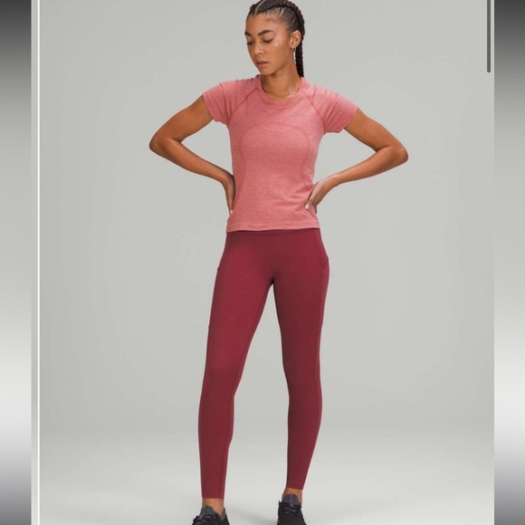 lululemon Fast and Free *Brushed High-Rise Tight 28" Mulled Wine Size 2 - Picture 3 of 15